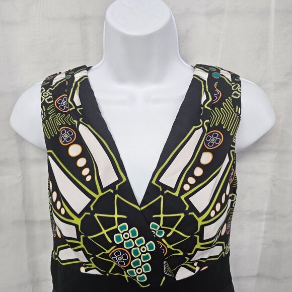 Nicole Miller Black Blue Sleeveless Dress Boho Retro Art Deco Retro 4 - Picture 2 of 11